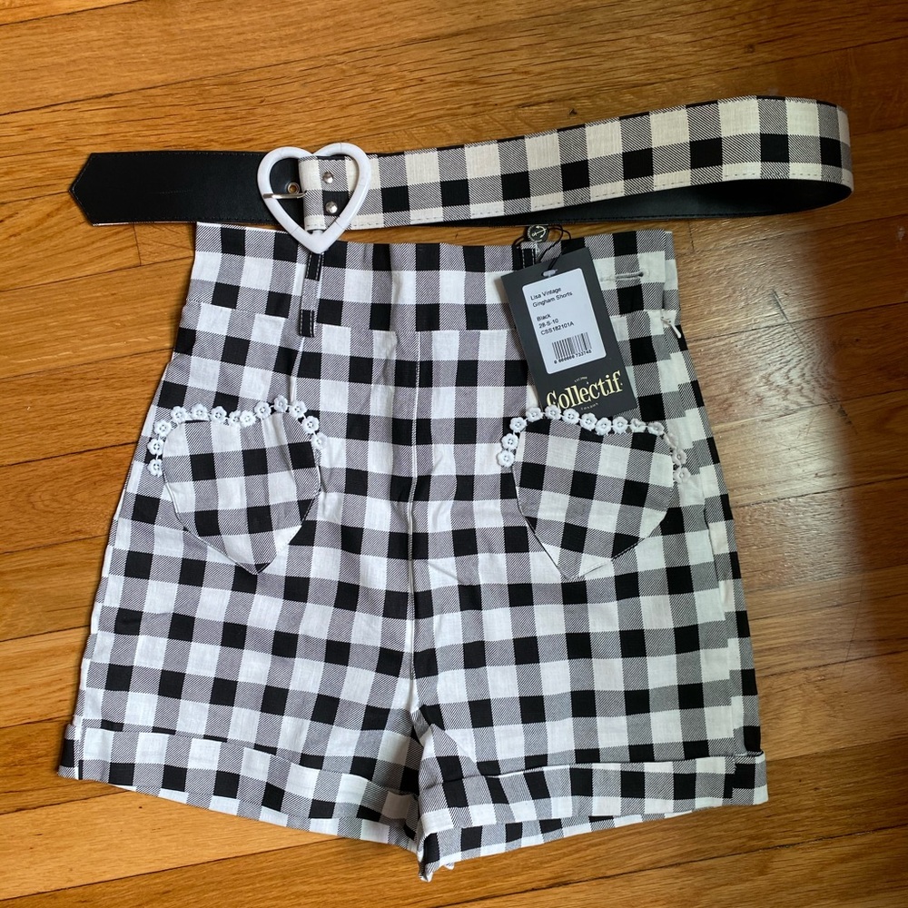 Gingham high waisted shorts
